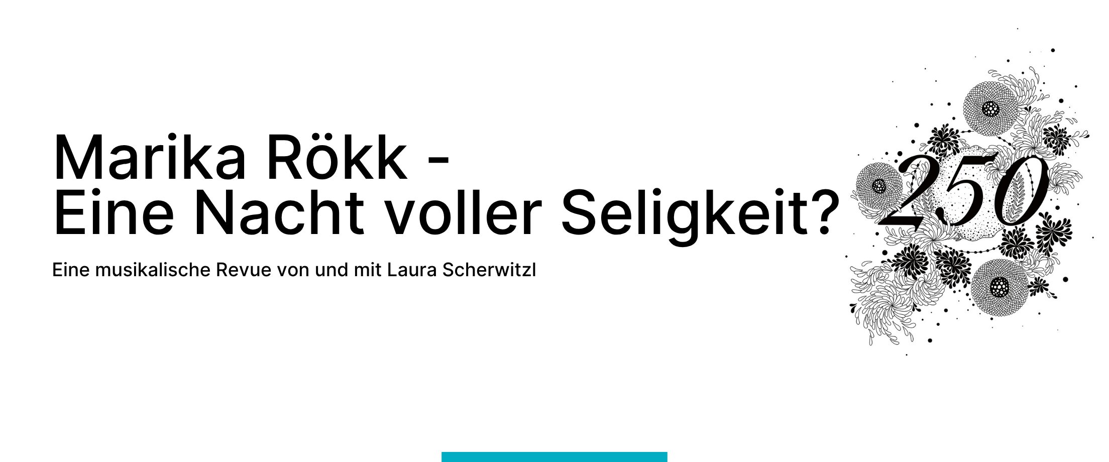 Der Stücktitel und eine abstrakte Jubiläums-Illustration in schwarz-weiß