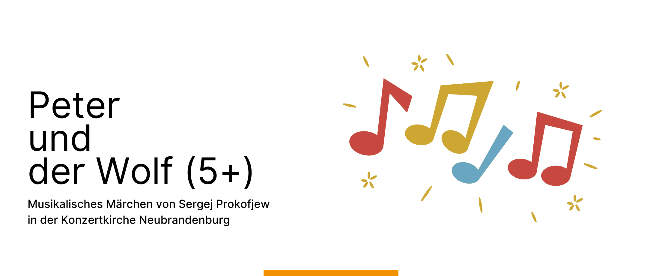 Der Stücktitel und eine Illustration mit bunten Musiknoten